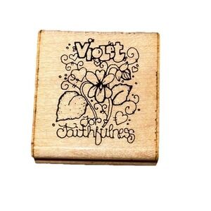 Vintage 90's D.O.T.S. Wood Mounted Rubber Stamp E319 Violet Seeds Faithfulness